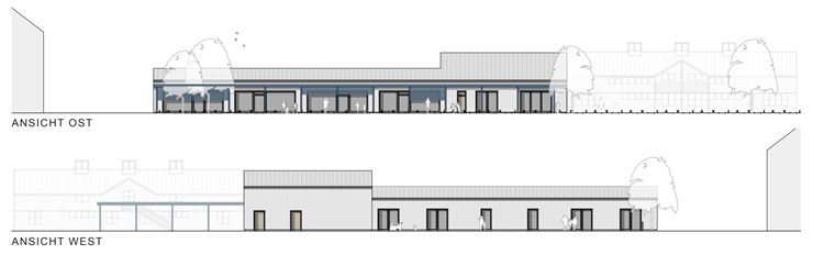 Neubau Haus Sonnenschein Stand Dez-2022 - Ansicht Ost West | Die Bildrechte liegen beim Architekturbüro Obereisenbuchner Pfaffenhofen. Die Verwendung auf Karlskron-Politik.info erfolgt mit freundlicher Genehmigung von Architektin Pia Faust.