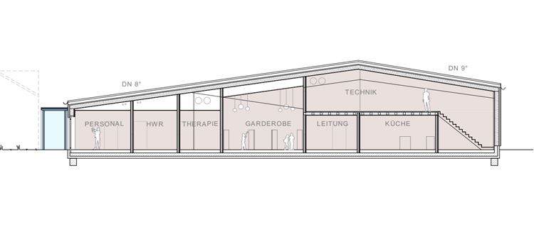 Neubau Haus Sonnenschein Stand Dez-2022 - Schnitt Technik Eingang | Die Bildrechte liegen beim Architekturbüro Obereisenbuchner Pfaffenhofen. Die Verwendung auf Karlskron-Politik.info erfolgt mit freundlicher Genehmigung von Architektin Pia Faust.