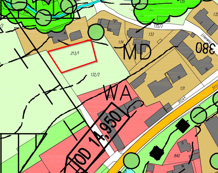 Auszug Flächennutzungsplan Pobenhausen: Fl-Nr.213/1,  Erlenweg 3 A