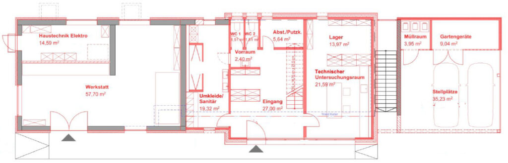 Neues Betriebsgebäude der Kläranlage Karlskron - Erdgeschoss