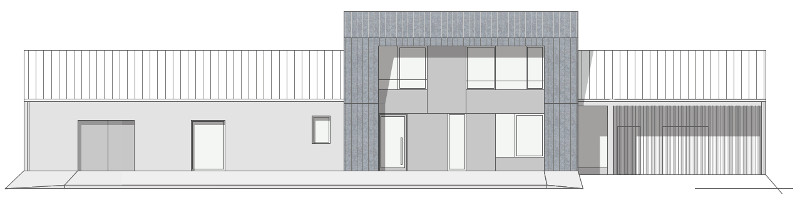 Panelfassade mit Einzelfenster - Betriebsgebäude der Kläranlage Karlskron